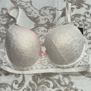 Bras N Things Lace Underwire Bra - Cream and Pink